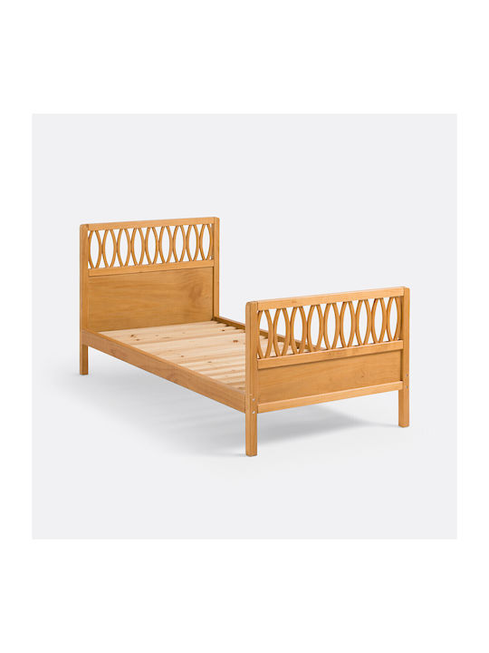 Bett Einzelbett aus Massivholz Braun mit Latten für Matratze 100x200cm