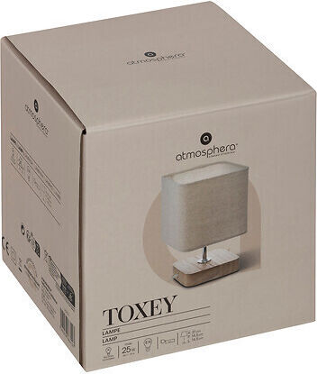 Atmosphera Toxey Ξύλινο Πορτατίφ για Ντουί E14 με Μπεζ Καπέλο και Καφέ Βάση