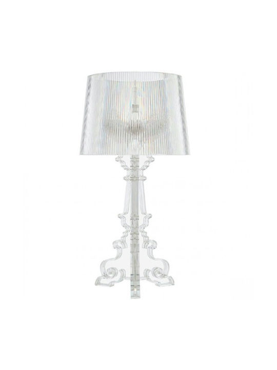 Elmark Kunststoff Vintage Tischlampe für Fassung E27 mit Transparent Schirm und Basis