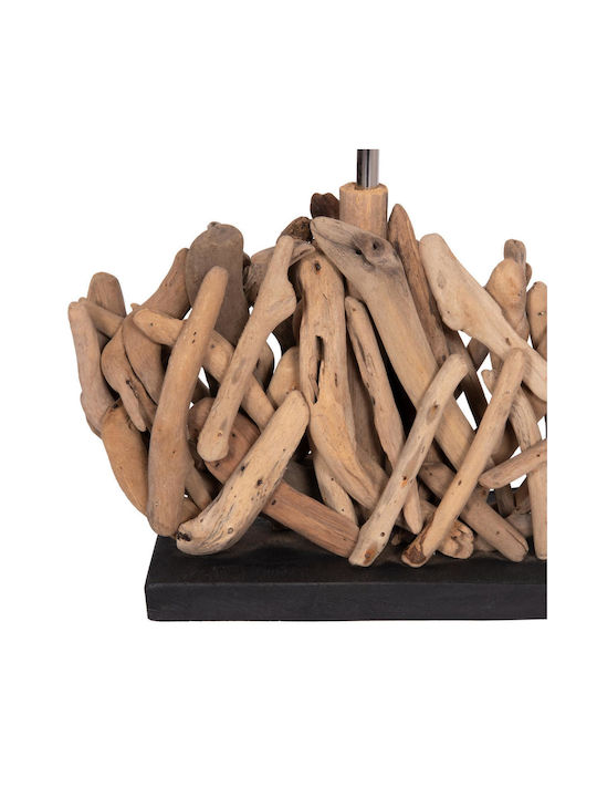 HomeMarkt Twiggy Ξύλινο Πορτατίφ για Ντουί E27 με Λευκό Καπέλο και Καφέ Βάση