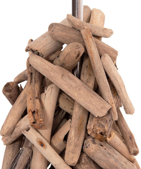 HomeMarkt Twiggy Holz Tischlampe für Fassung E27 mit Weiß Schirm und Braun Basis