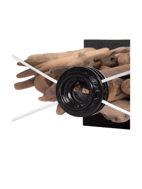 HomeMarkt Twiggy Ξύλινο Πορτατίφ για Ντουί E27 με Λευκό Καπέλο και Καφέ Βάση