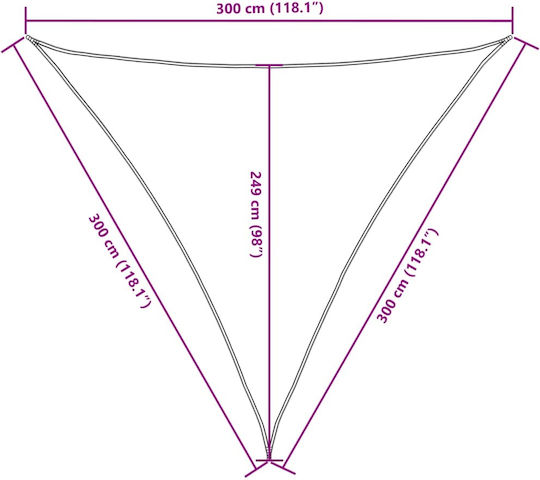 vidaXL Triangle Shade Sail Brown With Hoop & with PU Coating 3m made of Oxford fabric
