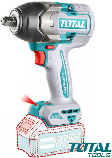 Total Brushless Μπουλονόκλειδο Μπαταρίας 20V Solo με Υποδοχή 1/2"