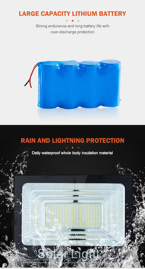 Hsl-1909-200w Ηλιακός Προβολέας LED 200W Ψυχρό Λευκό 6000K