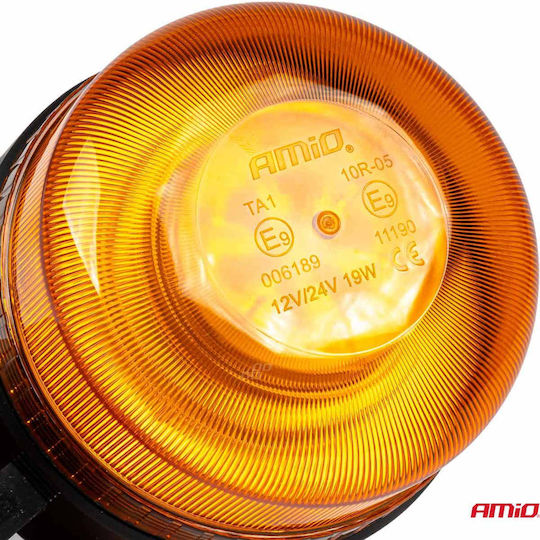 AMiO Φάρος Αυτοκινήτου LED 12 / 24V 12.3cm με Πορτοκαλί Φωτισμό