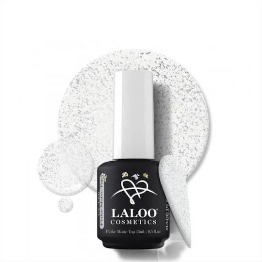 Laloo Cosmetics Flake Silver Top Coat για Απλά Βερνίκια Matte 15ml