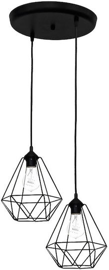 Heronia Lustră Suspendată Negru 42x87cm.
