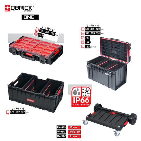 Qbrick Wheeled Plastic Tool Carrier with Toolbox