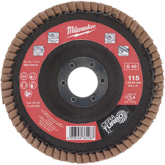 Milwaukee SLC XL 50 Cera Turbo™ XL Δίσκος Λείανσης Μετάλλου P80 115mm