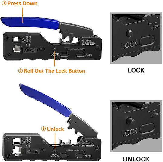 Network Crimping Pliers CAT5 CAT5E CAT6 CAT6A CAT7 CAT7A RJ45