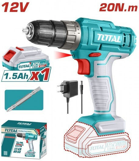 Total TDLI1218 Battery Drill Driver 12V 1x1.5Ah