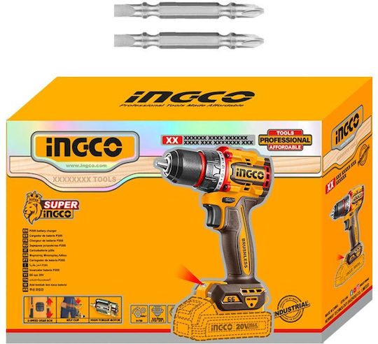 Ingco CDLI206681 Δραπανοκατσάβιδο Μπαταρίας Solo Brushless 20V