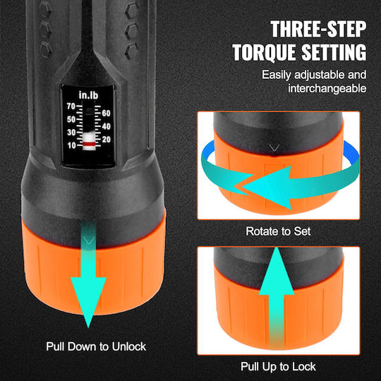 Torque Screwdriver Adjustable Torque 1.13-7.91 Nm 1/4" Chrome Vanadium 12 Bits
