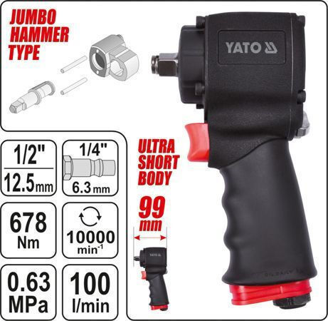 Yato YT-09512 Αερόκλειδο 1/2" με Μέγιστη Ροπή 69.14kgm