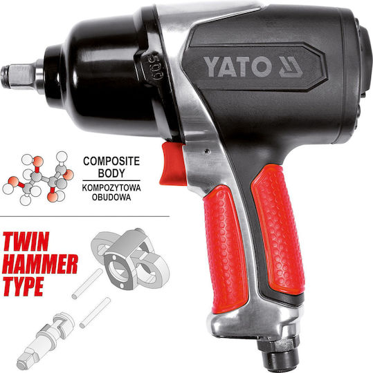 Yato YT-09524 Luftschlagschrauber 1/2" mit Maximalem Drehmoment 69,34kgm