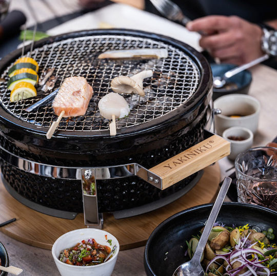 Yakiniku Κεραμική Ψησταριά Κάρβουνου 34.5x34.5εκ. Ιαπωνική Επιτραπέζια Στρογγυλή Ψησταριά Shichirin | Teppanyaki & Hibachi Grill