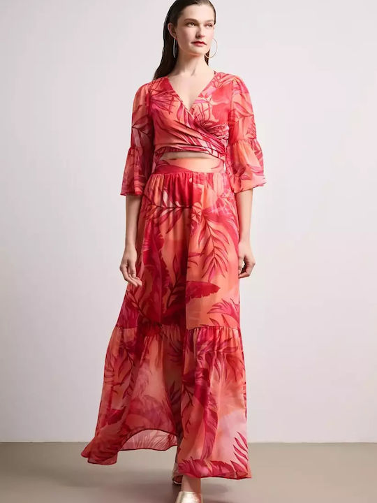 Ψηλόμεση Maxi Φούστα Floral Τροπικό