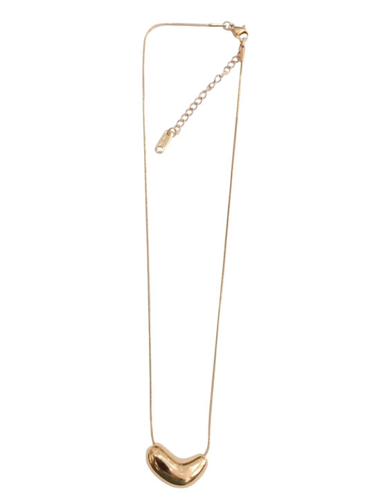 Kalliopi Silver Necklace with design Heart from Gold Plated Steel