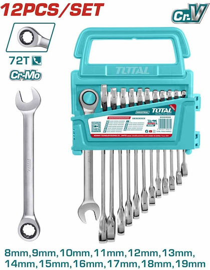 Total Professional Set of German Polygon Wrenches Straight 12pcs 8-19mm Tht102rk0126