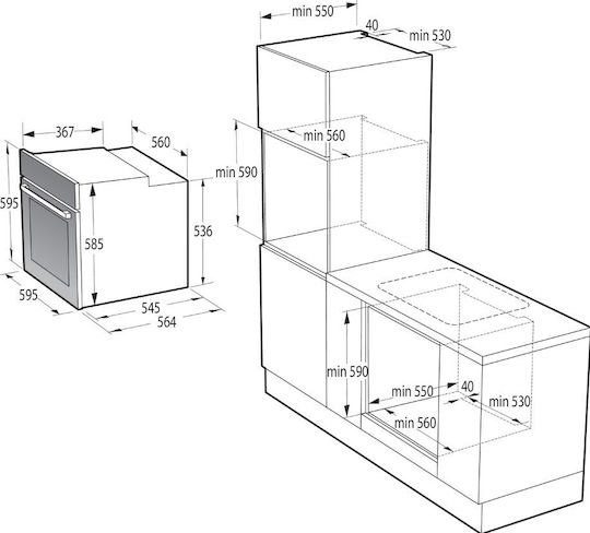 Gorenje Φούρνος άνω Πάγκου 77lt Π59.5εκ. Μαύρος