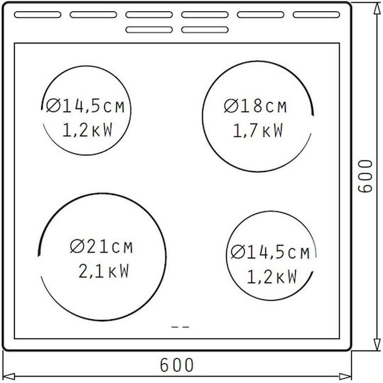 Korting Herd 71Es mit Keramikkochfeldern B60cm. White