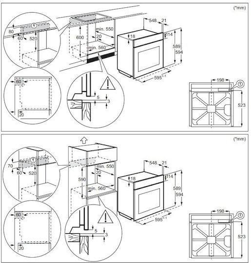 AEG Cuptor Deasupra Blatului 72lt L56cm.
