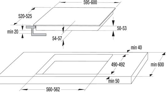 Gorenje Φούρνος άνω Πάγκου 77lt με Κεραμικές Εστίες Π59.5εκ. Inox