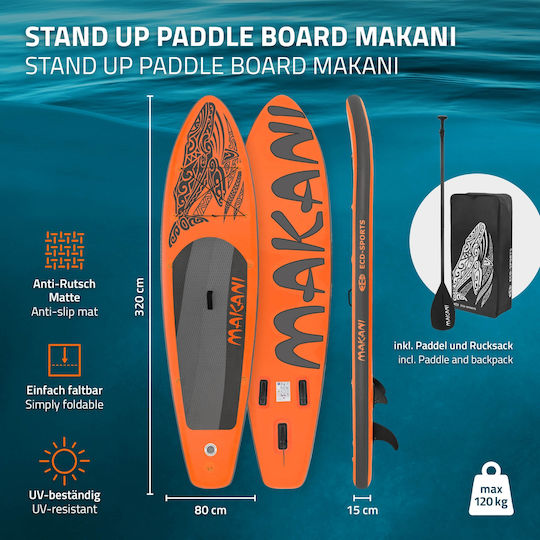 EDC Makani Inflatable SUP Board with Length 3.2m Orange