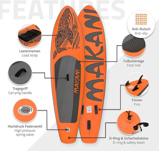EDC Makani Inflatable SUP Board with Length 3.2m Orange