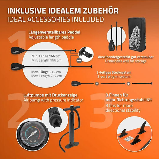 EDC Makani Inflatable SUP Board with Length 3.2m Orange