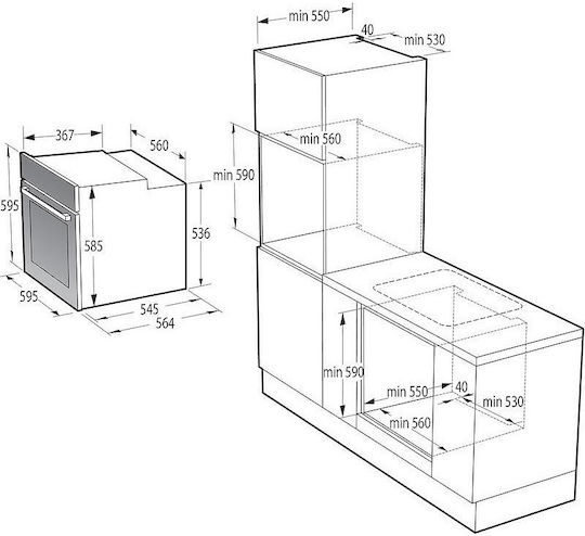 Gorenje Einbauofen 77Es B59.5cm.