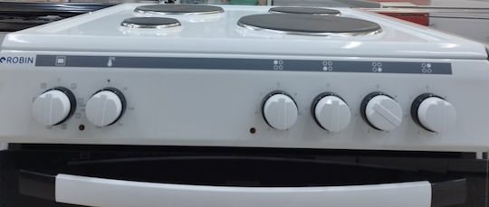 Robin Aragaz 65lt cu Plite Emailate L60cm. White Alb