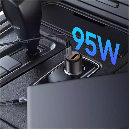 Tech-Protect Cc03 Φορτιστής Αυτοκινήτου με Θύρες: 1xUSB 1xType-C Μαύρο Χρώμα