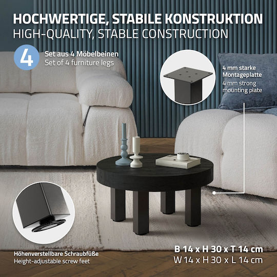 ML-Design ML-Design Metallic Furniture Leg Suitable for Table / Coffee Table 8x8cm Gray