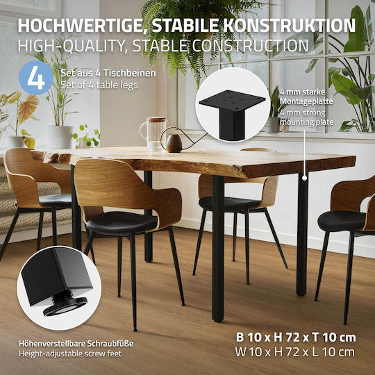 ML-Design ML-Design Metallic Furniture Leg with Regulator Suitable for Table / Coffee Table 4x4cm Black