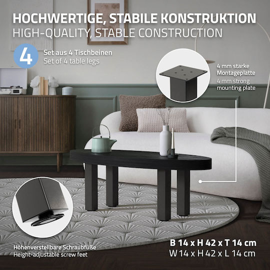 ML-Design ML-Design Metallic Furniture Foot Suitable for Table / Coffee Table 8x8cm Gray