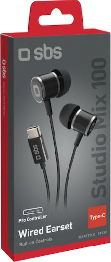 SBS Studio Mix 100C In-ear Handsfree με Βύσμα USB-C Μαύρο