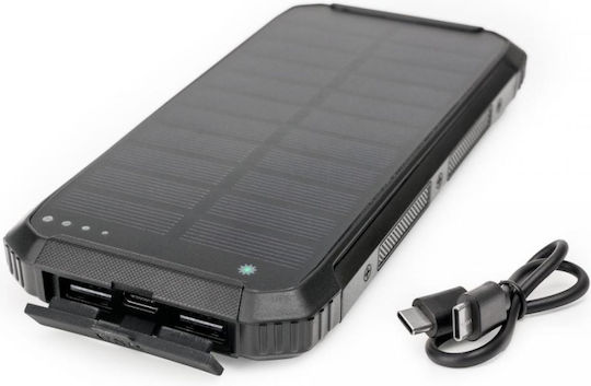 Platinet Camping Solar Power Bank 10000mAh 15W with 2 USB-A Ports and USB-C Port Power Delivery Black