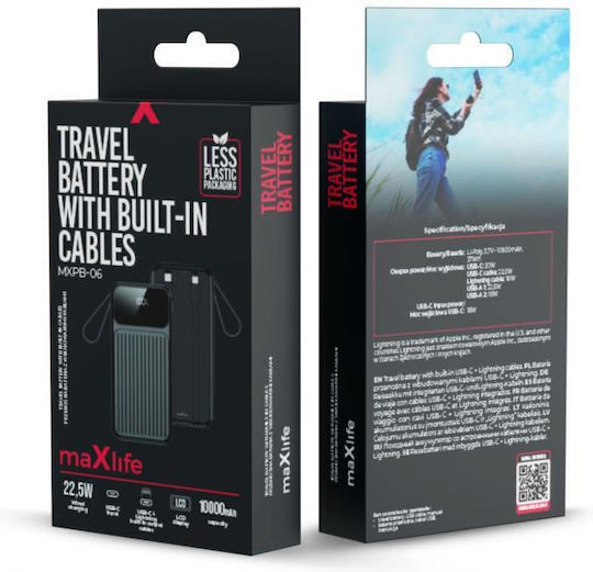Maxlife MXPB-06 Power Bank 10000mAh 22.5W Power Delivery Black