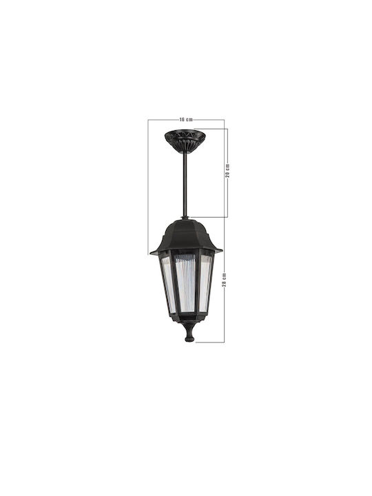 GloboStar Vitro Outdoor Hanging Ceiling Light E27 in Black Color 203-0189
