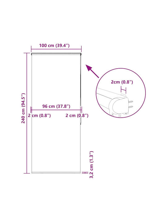 Vidaxl Κουρτίνα Μπάνιου Ρολό Κασέτα 100x240εκ Πλάτος Υφάσματος 96εκ Γκρι