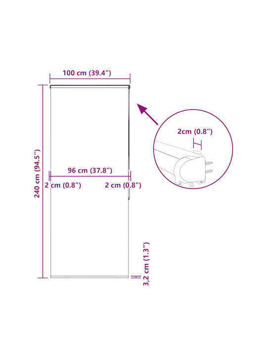 Vidaxl Duschvorhang Rollkassette 100x240 cm Stoffbreite 96 cm Mehrfarbig
