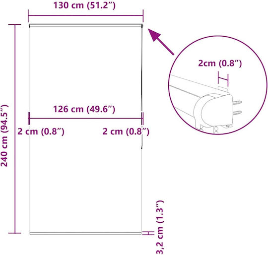 Vidaxl Duschvorhang Rollkassette 130x240 cm Stoffbreite 126 cm Weiß
