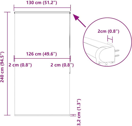 Vidaxl Duschvorhang Rollkassette 130x240cm Stoffbreite 126cm Mehrfarbig