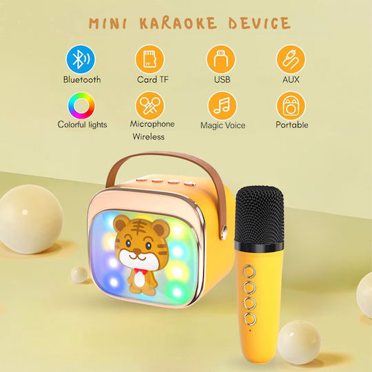 Lamtech Ηχείο Karaoke με Ασύρματο Μικρόφωνο και Εφέ Φωτισμού LAM980237 Κίτρινο