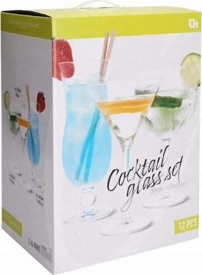 Excellent Houseware Set of Glasses Water / Cocktail/Drinking made of Glass Stemmed 12pcs