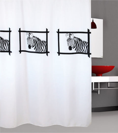 San Lorentzo Zebra's Head Perdea de Baie Țesătură 240x180cm Albă 1929