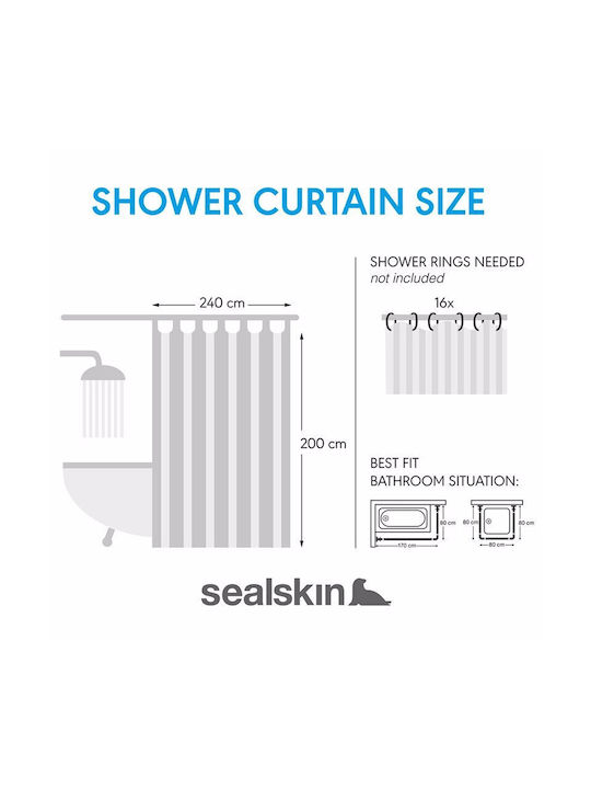 Sealskin Shower Curtain 240x200cm Grey