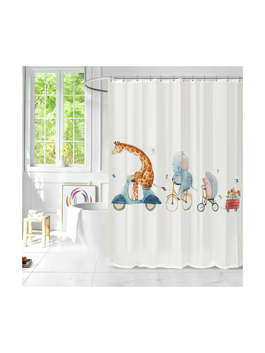 Lino Home Familio Shower Curtain Fabric 180x200cm Beige